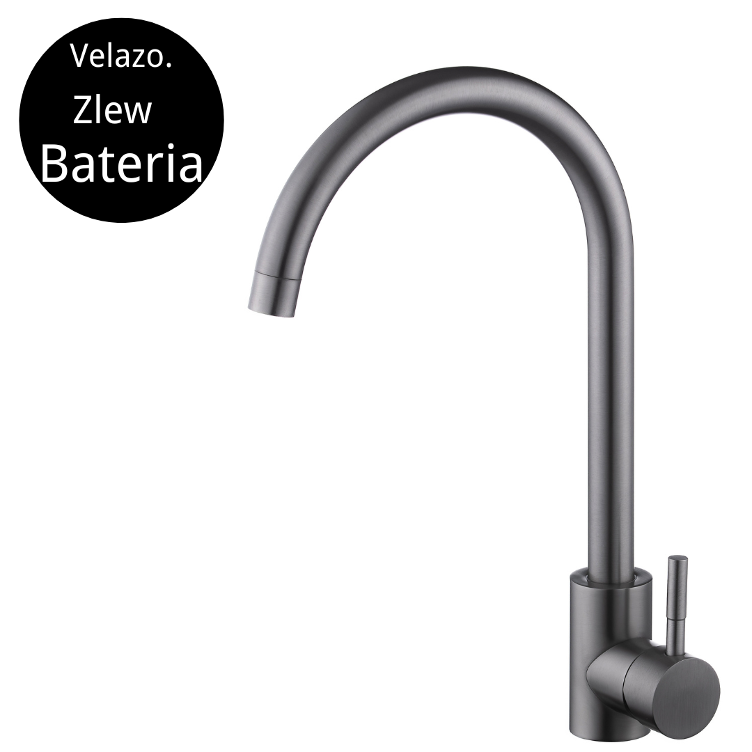 Wasserhahn Stahl Schwarz Küchenarmatur mit Kalt- und Warmwasser, Messingspüle zum Waschen von Gemüse und Geschirr 360° schwenkbar