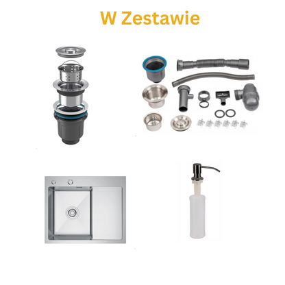 Zlewozmywak Stalowy z ociekaczem 63x50 Inox od Velazo.