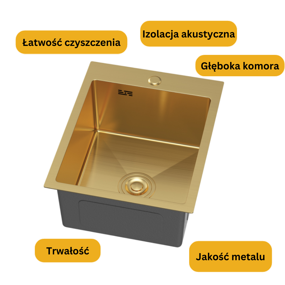 Gold steel single-bowl sink 40X50 cm