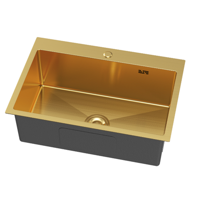 Gold steel single-bowl sink, 65x45 cm