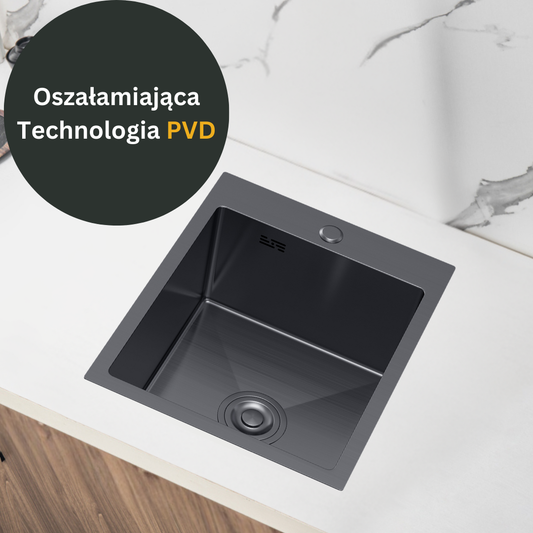 Zlewozmywak Jednokomorowy Stalowy 40x45cm w kolorze PVD Grafit od VELAZO.