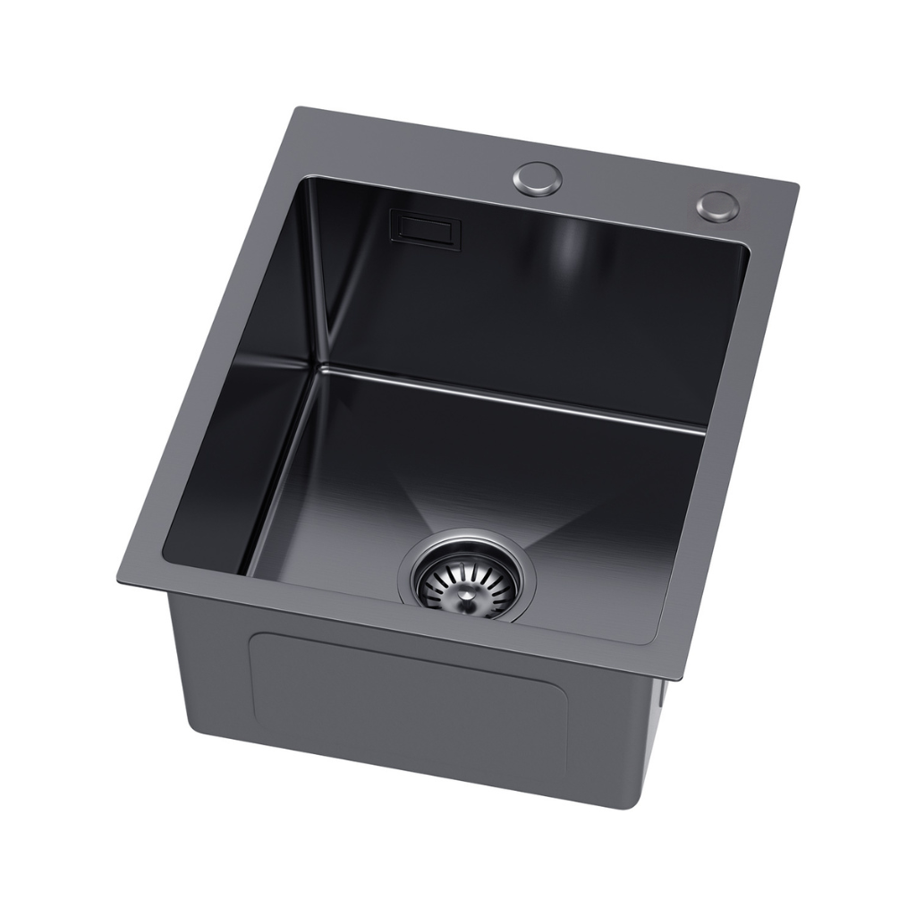 Kitchen sink 40x50cm in PVD Graphite color + siphon - from VELAZO.