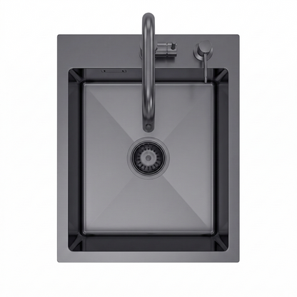 Kitchen sink 40x50cm in PVD Graphite color + siphon - from VELAZO.