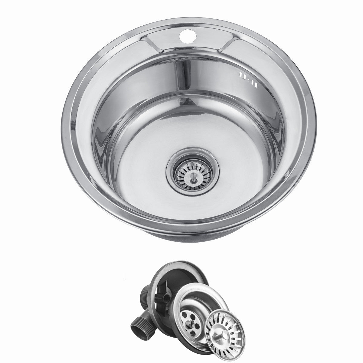 Zlewozmywak Okrągły INOX Ø49 cm Jednokomorowy z Syfonem od Velazo.