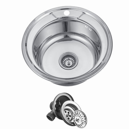 Zlewozmywak Okrągły INOX Ø49 cm Jednokomorowy z Syfonem od Velazo.