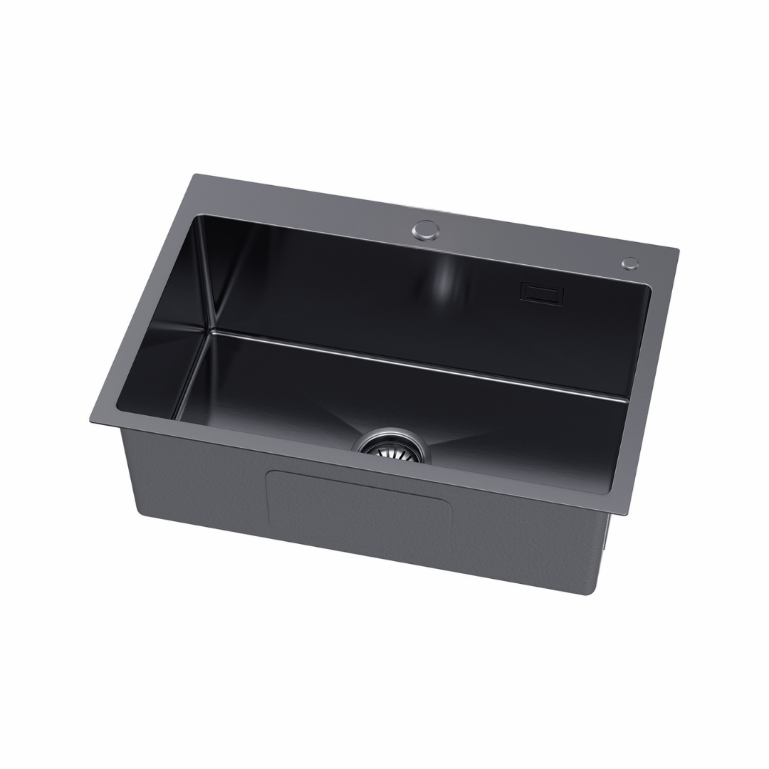 Steel sink measuring 68x45cm - from Velazo.
