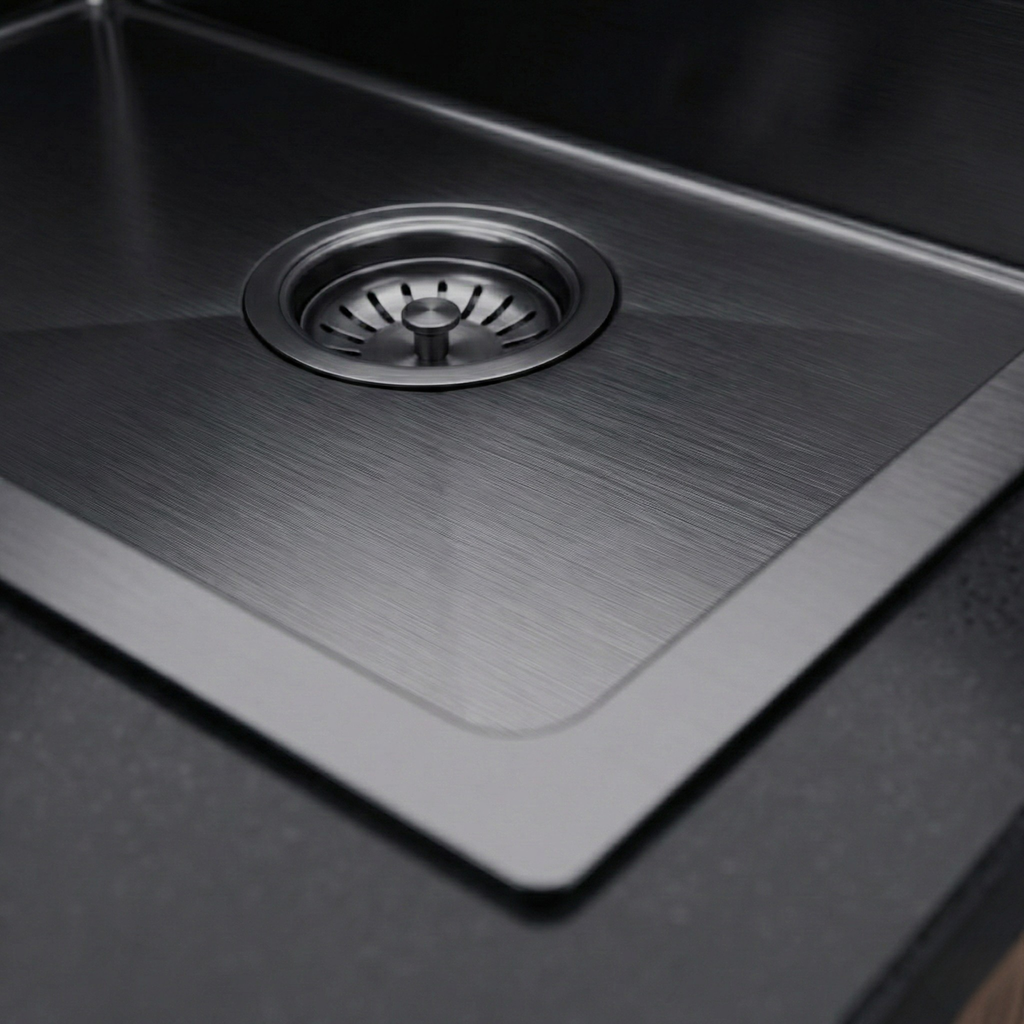 Zlewozmywak Jednokomorowy Stalowy 54x44cm w kolorze PVD Grafitowy + Syfon - od VELAZO.