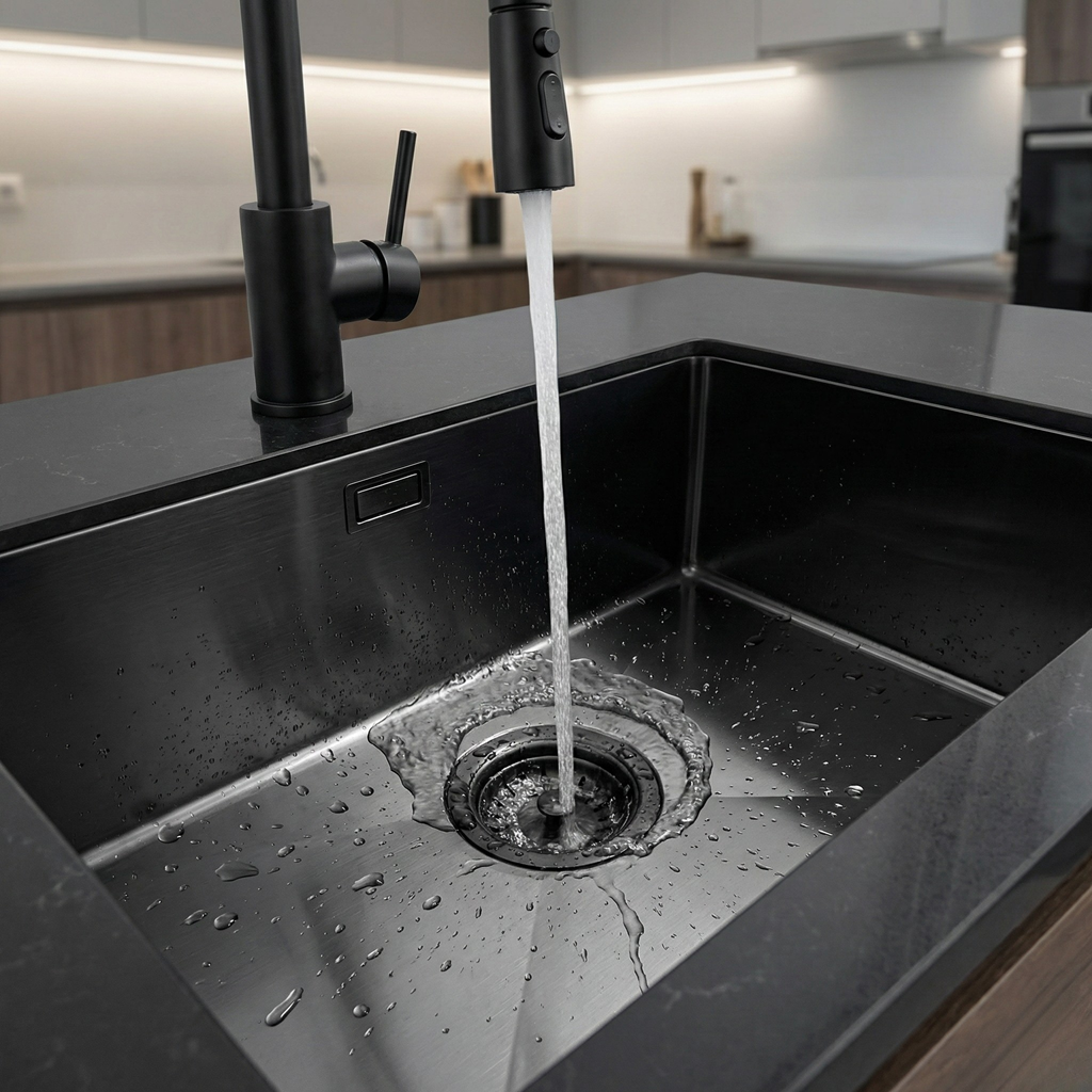 Zlewozmywak Jednokomorowy Stalowy 54x44cm w kolorze PVD Grafitowy + Syfon - od VELAZO.