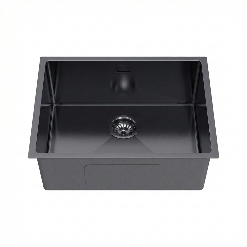 Zlewozmywak Jednokomorowy Stalowy 54x44cm w kolorze PVD Grafitowy + Syfon - od VELAZO.