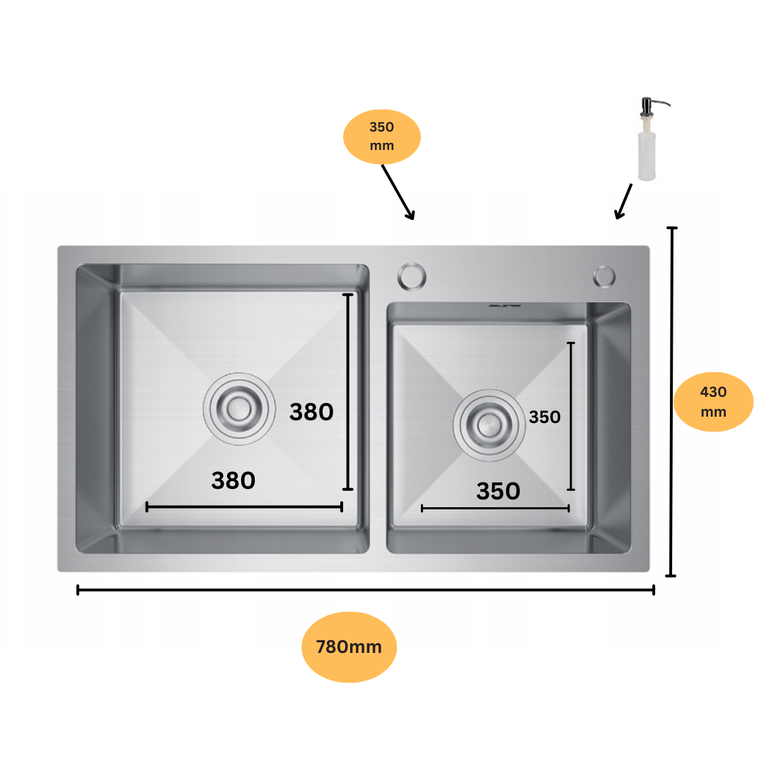 Two-bowl Inox sink 78x43 from Velazo.