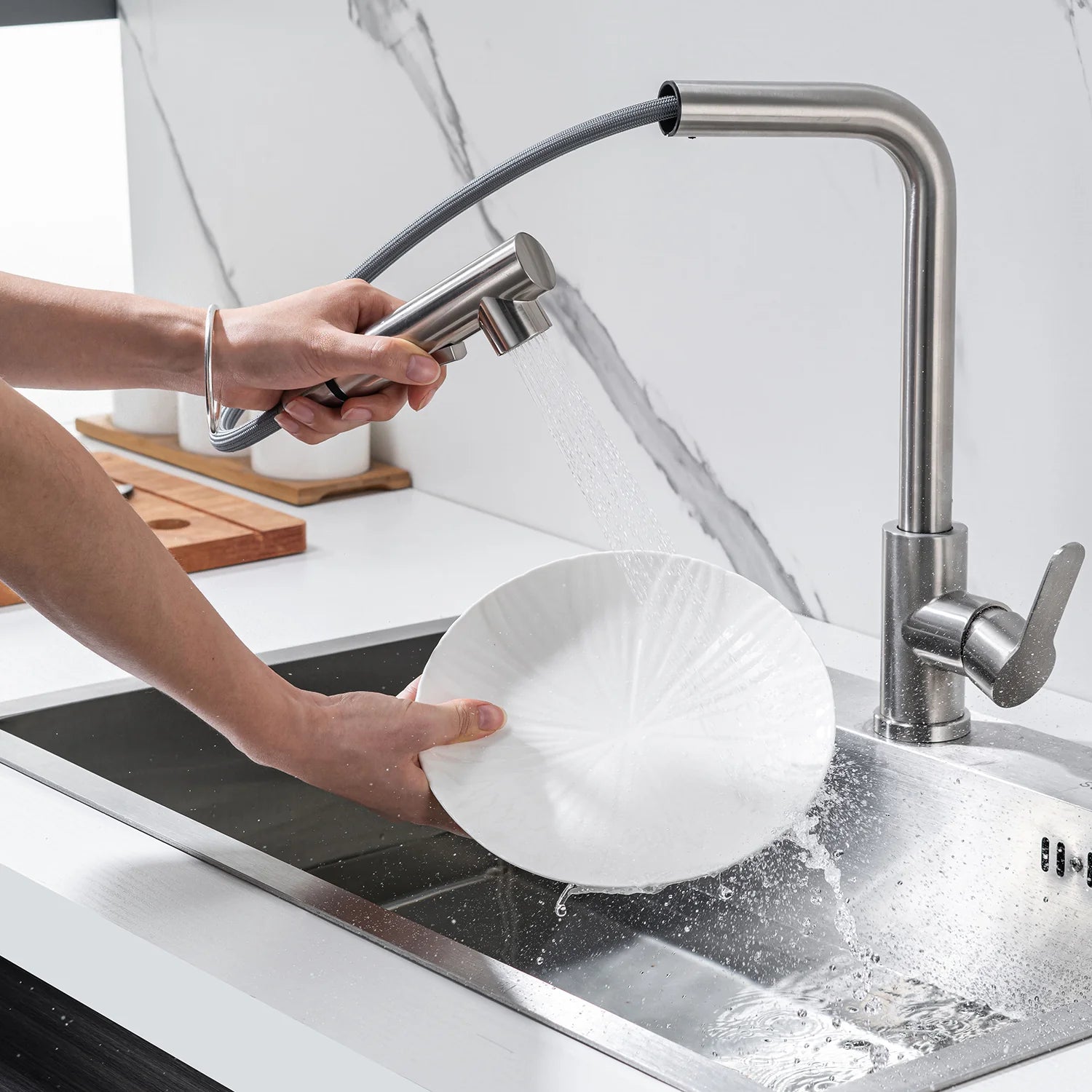 Bateria Kuchenna Inox z Wyciąganą Wylewką