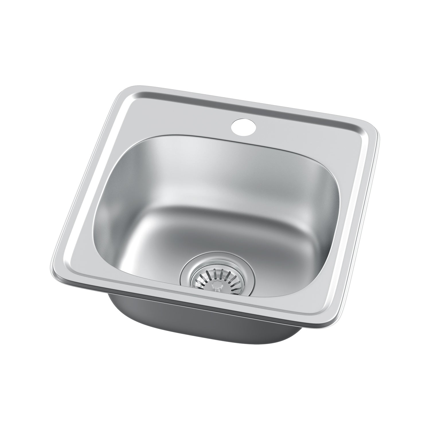 Zlewozmywak 38x38 cm stalowy kompaktowy, jednokomorowy z odpływem