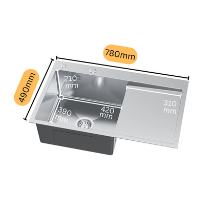 Zlewozmywak Stalowy Jednokomorowy z Ociekaczem 78x49cm w kolorze INOX od VELAZO.