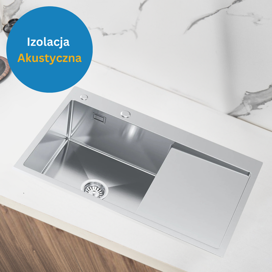 Einzelbecken-Stahlspüle mit Abtropffläche 78 x 49 cm in der Farbe INOX von VELAZO.