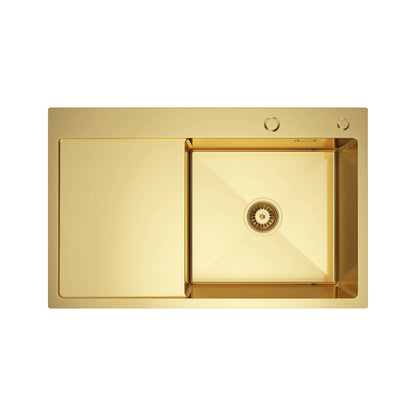 Zlewozmywak Stalowy Jednokomorowy z Ociekaczem - 78x49cm w kolorze Złoty PVD od VELAZO.