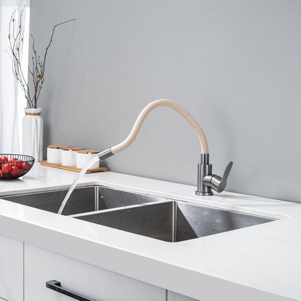 Kitchen Tap with Flexible Spout Beige Flexi / Graphite