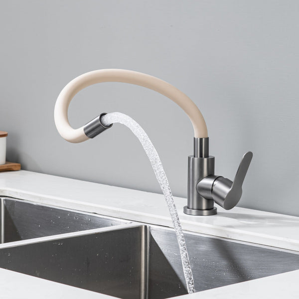 Kitchen Tap with Flexible Spout Beige Flexi / Graphite