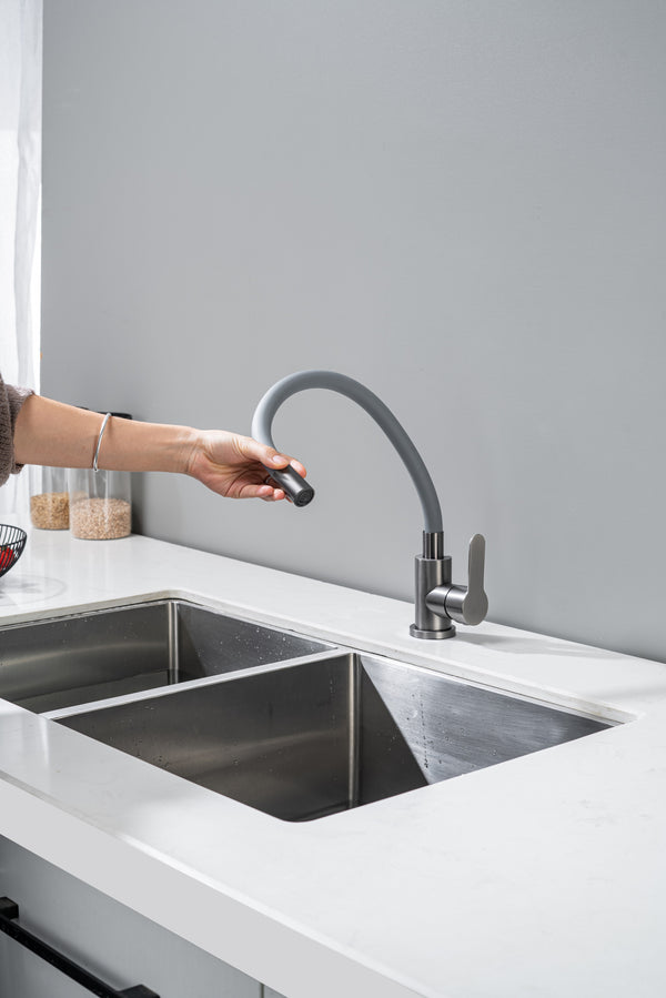 Kitchen Tap with Flexible Spout GreyFlexi /Graphite 