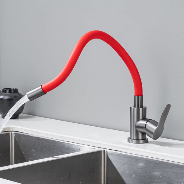 Kitchen Tap with Flexible Spout Red Flexi /Graphite