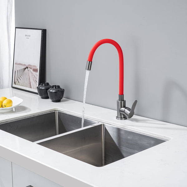 Kitchen Tap with Flexible Spout Red Flexi /Graphite