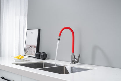 Küchenarmatur mit flexiblem Auslauf Rot Flexi/Graphit
