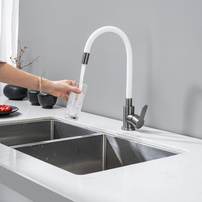 Kitchen Tap with Flexible Spout White Flexi / Graphite 