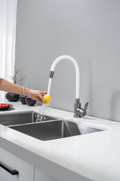 Kitchen Tap with Flexible Spout White Flexi / Graphite 
