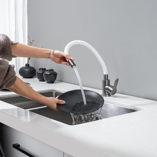 Kitchen Tap with Flexible Spout White Flexi / Graphite 