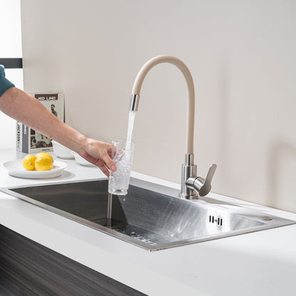 Küchenarmatur mit flexiblem Auslauf, Beige Flexi / Edelstahl