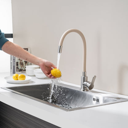 Küchenarmatur mit flexiblem Auslauf, Beige Flexi / Edelstahl