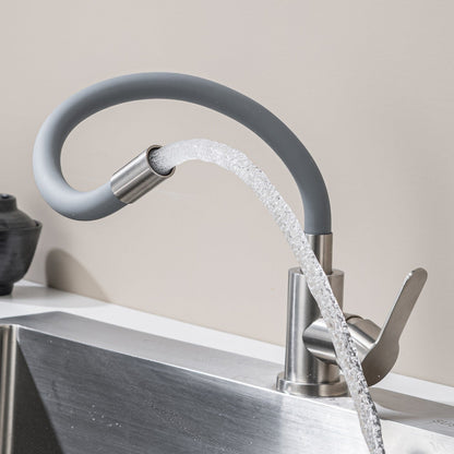 Kitchen Tap with Flexible Spout Grey Flexi /Inox