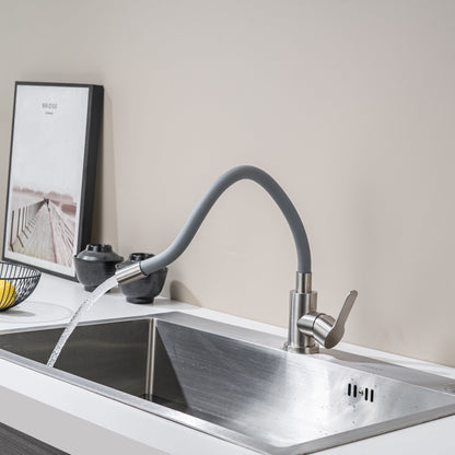 Kitchen Tap with Flexible Spout Grey Flexi /Inox