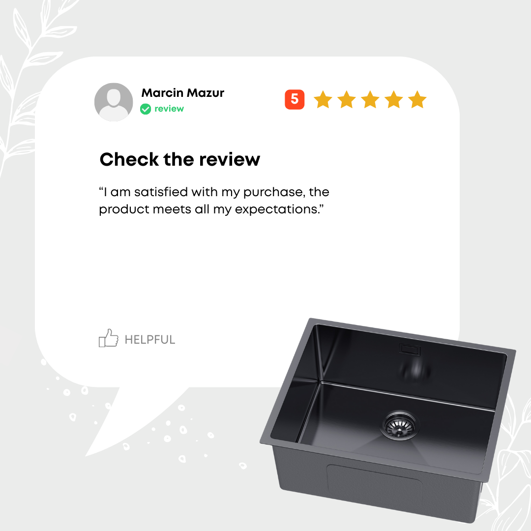 Einzelbecken-Stahlspüle 54 x 44 cm in der Farbe PVD Graphit von VELAZO.