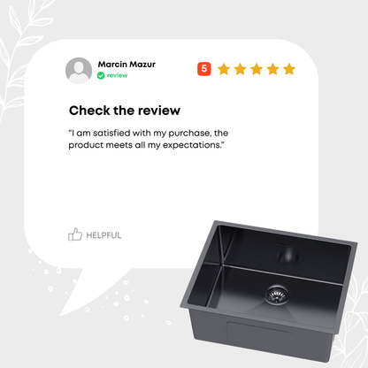 Einzelbecken-Stahlspüle 54 x 44 cm in der Farbe PVD Graphit von VELAZO.