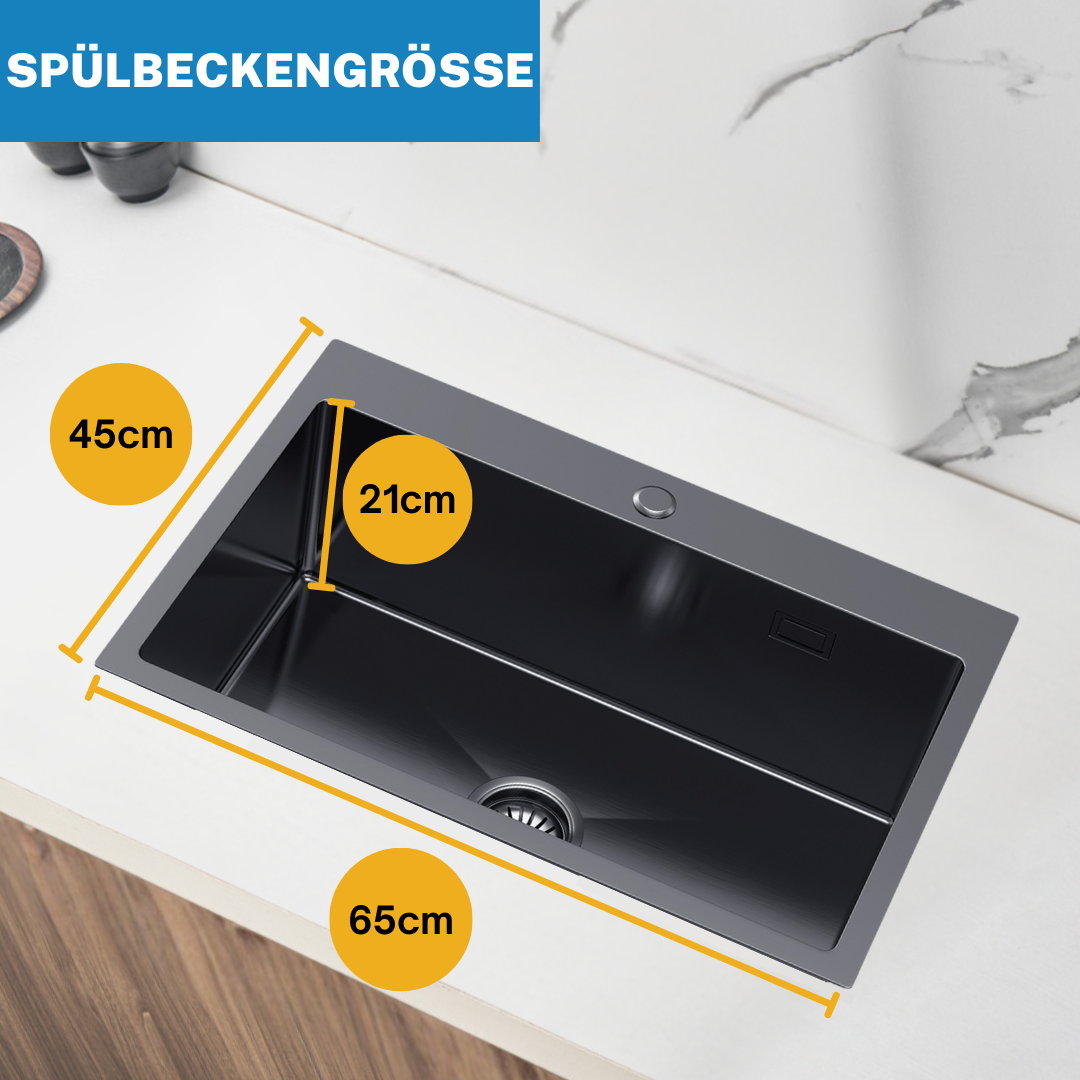 Zlew Kuchenny PVD Grafitowy - 65 x 45 cm od Velazo.