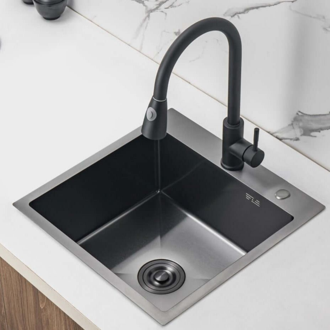 Single-bowl Graphite sink - 50x50 cm in PVD GRAPHITE color from VELAZO.