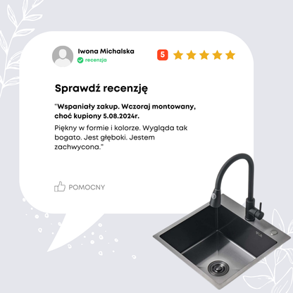 Single-bowl Graphite sink - 50x50 cm in PVD GRAPHITE color from VELAZO.