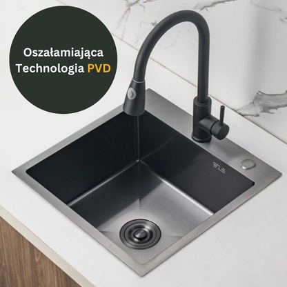 Single-bowl Graphite sink - 50x50 cm in PVD GRAPHITE color from VELAZO.