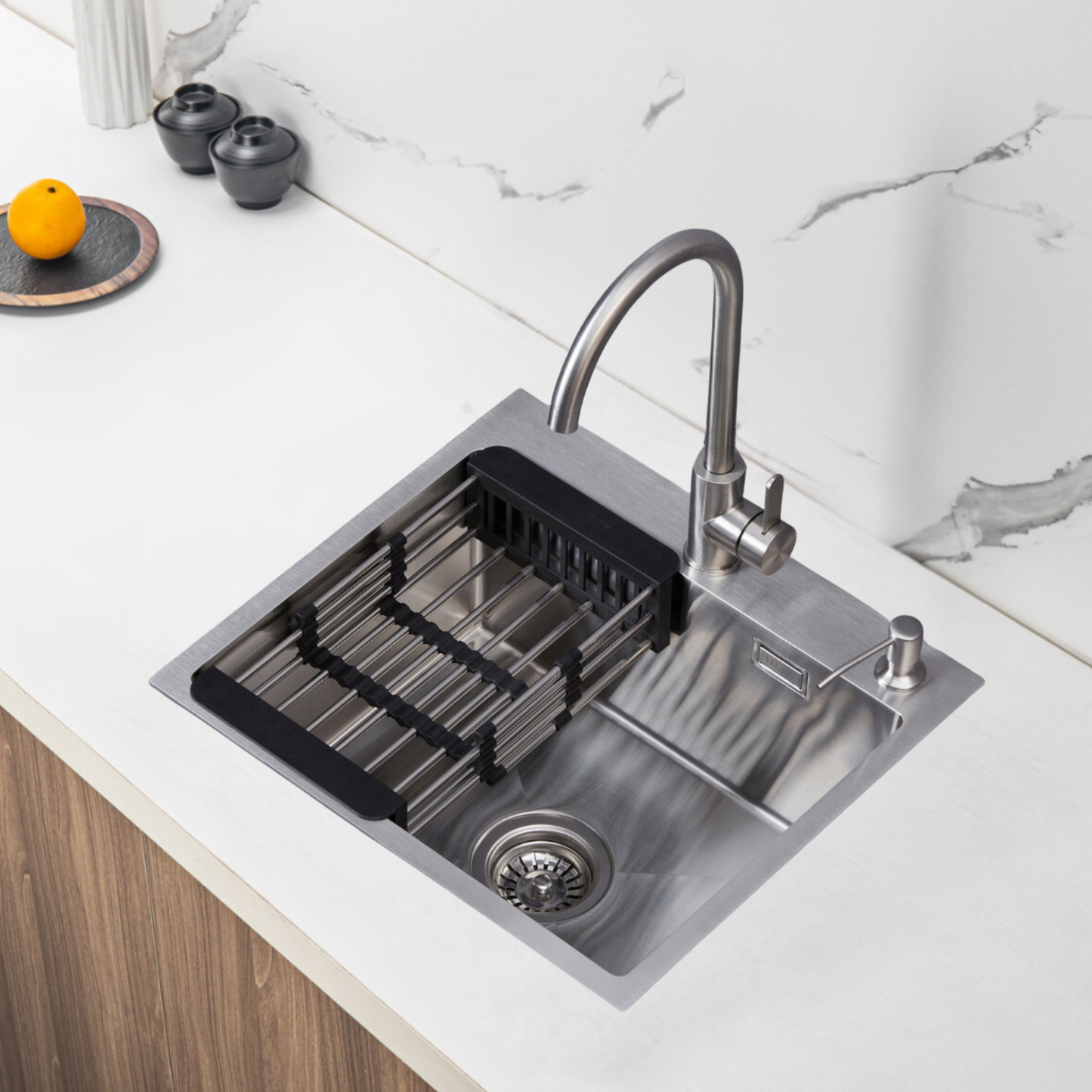 Single-bowl steel sink 55x45 cm INOX from Velazo. 