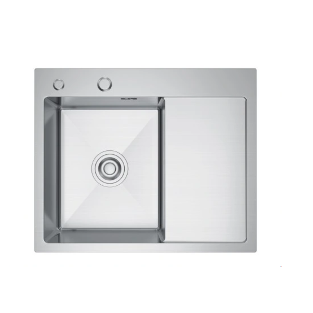 Single-bowl steel sink with drainer - 63x50cm in INOX color by VELAZO.