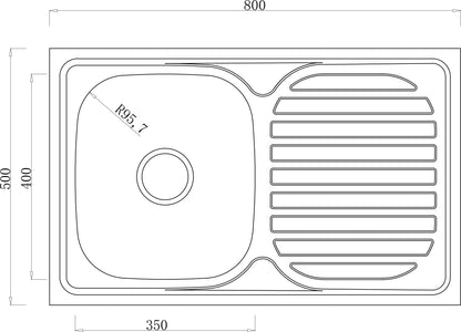Zlewozmywak Stalowy 80x50 cm z Ociekaczem INOX Lewy/Prawy od Velazo.