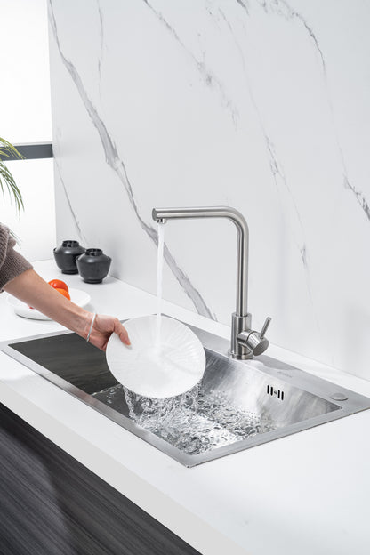 L-förmiger Küchenhahn für die Haushaltsspüle, Gemüsewaschhahn mit Kalt- und Warmwasserfunktion, Spritzschutz