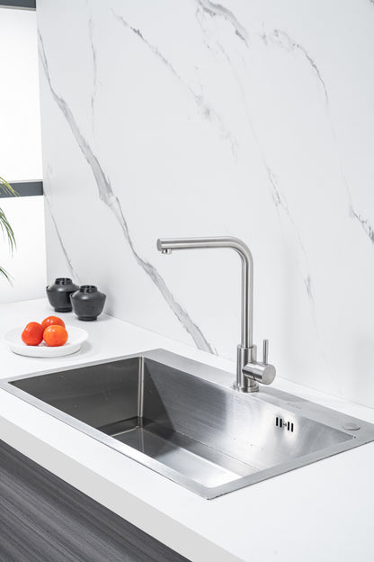 L-förmiger Küchenhahn für die Haushaltsspüle, Gemüsewaschhahn mit Kalt- und Warmwasserfunktion, Spritzschutz