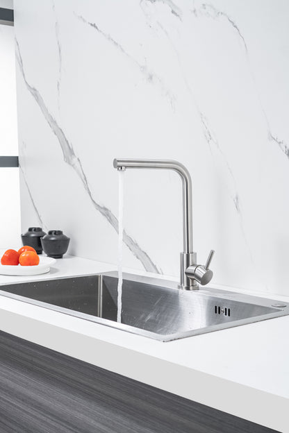 L-förmiger Küchenhahn für die Haushaltsspüle, Gemüsewaschhahn mit Kalt- und Warmwasserfunktion, Spritzschutz