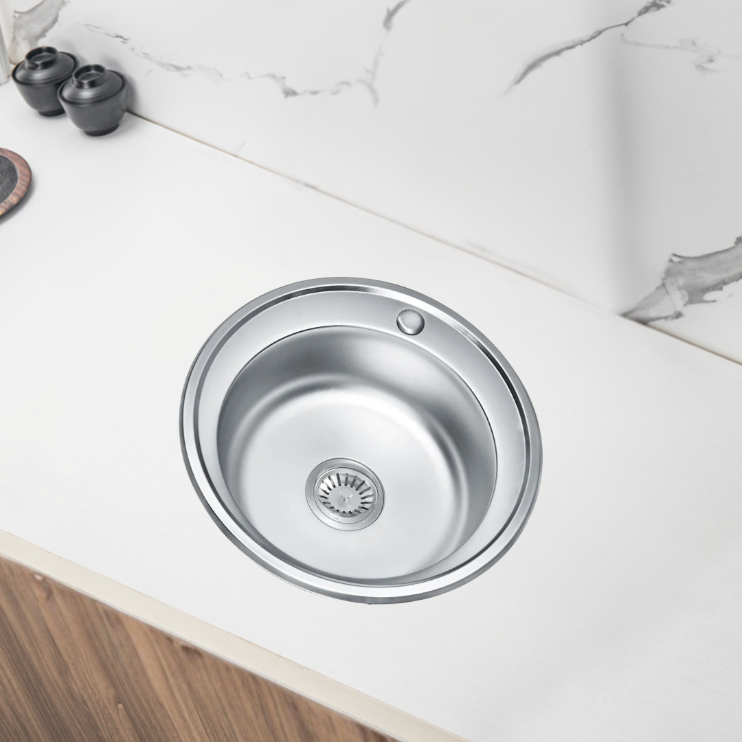 Zlewozmywak Kuchenny Okrągły 510 mm Inox – Stal Nierdzewna, Wpuszczany, 1 Komora