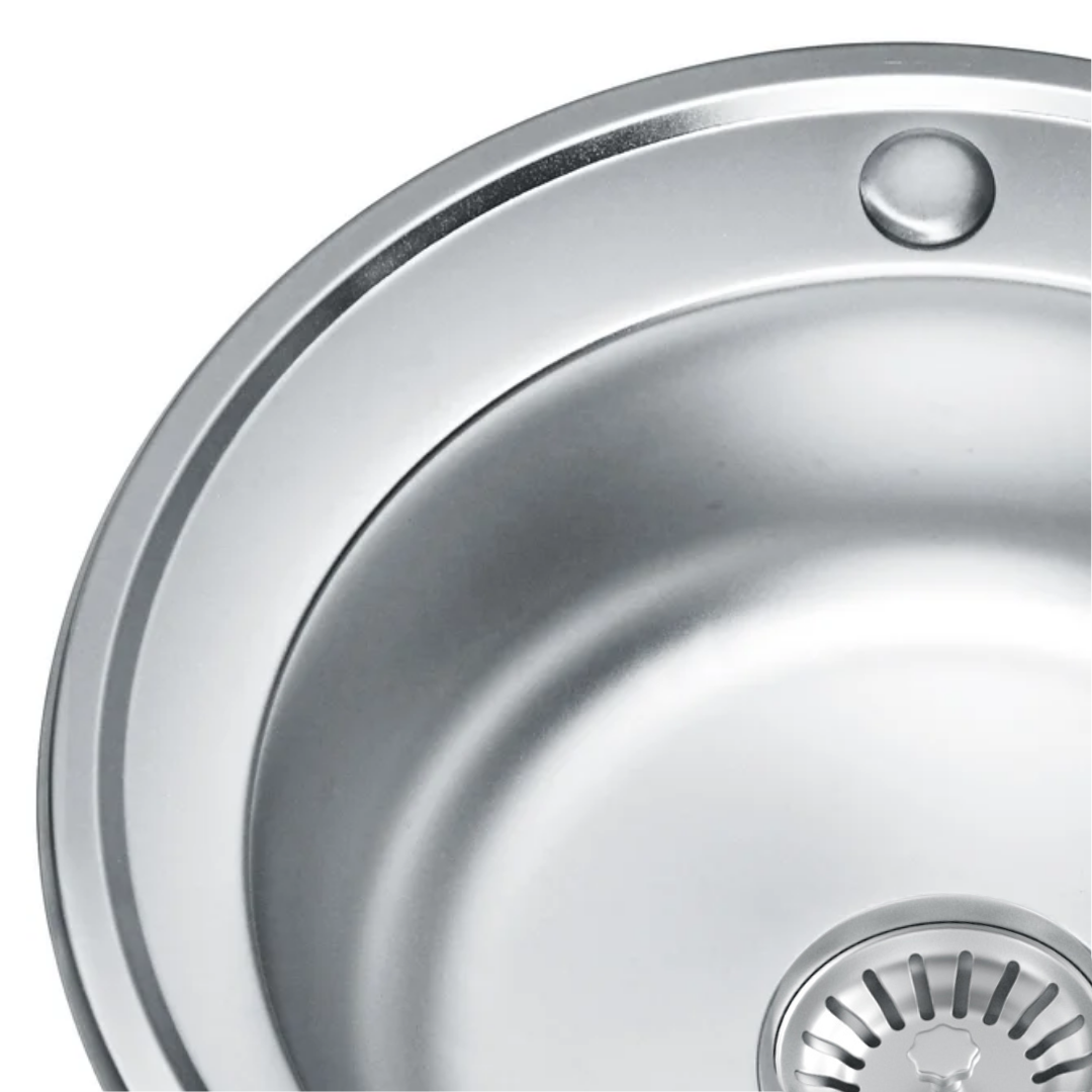 Zlewozmywak Kuchenny Okrągły 510 mm Inox – Stal Nierdzewna, Wpuszczany, 1 Komora