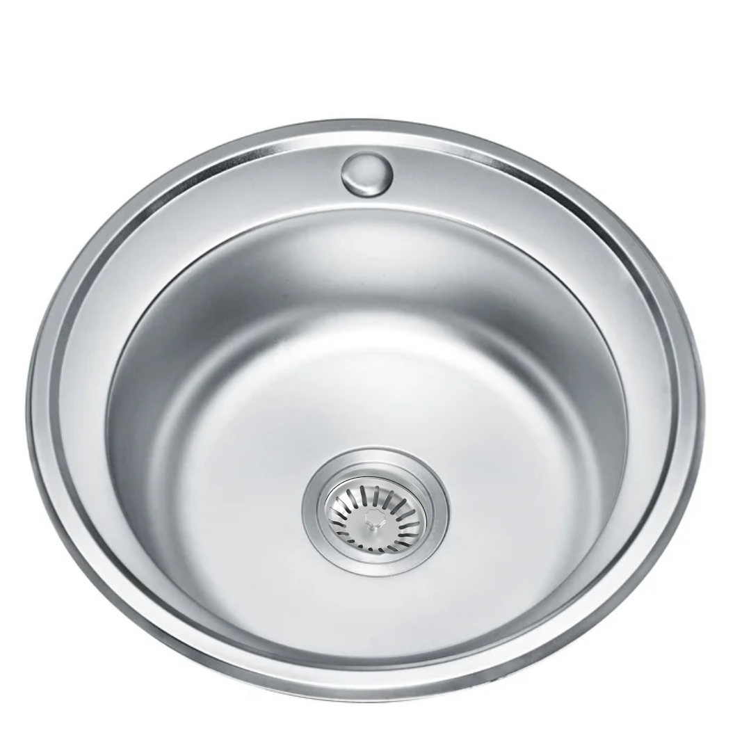 Zlewozmywak Kuchenny Okrągły 510 mm Inox – Stal Nierdzewna, Wpuszczany, 1 Komora
