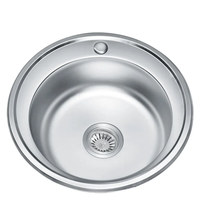 Zlewozmywak Kuchenny Okrągły 510 mm Inox – Stal Nierdzewna, Wpuszczany, 1 Komora