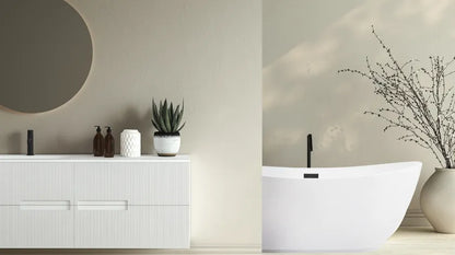 Wanna Wolnostojąca Balneo PARMA 170x72 cm Biała z Czarnym Przelewem i Korkiem Click-Clack