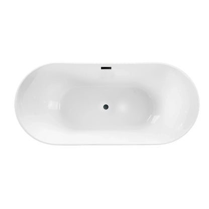 Wanna Wolnostojąca Balneo PARMA 170x72 cm Biała z Czarnym Przelewem i Korkiem Click-Clack